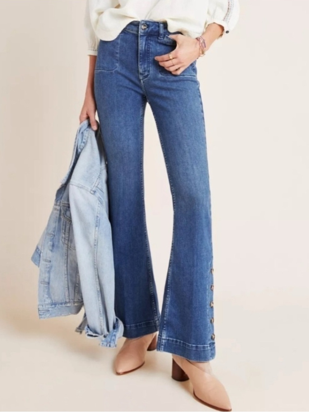 Anthropologie | Pilcro and the Letterpress High-Rise Blue bootcut Jeans